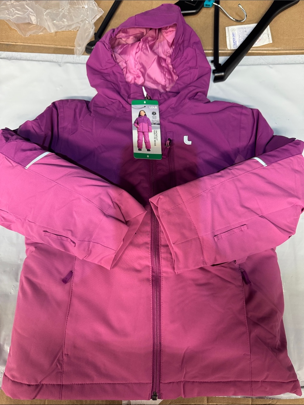 Lole Girls Two-Tone Pink & Purple Hooded Puffer snowsuit
